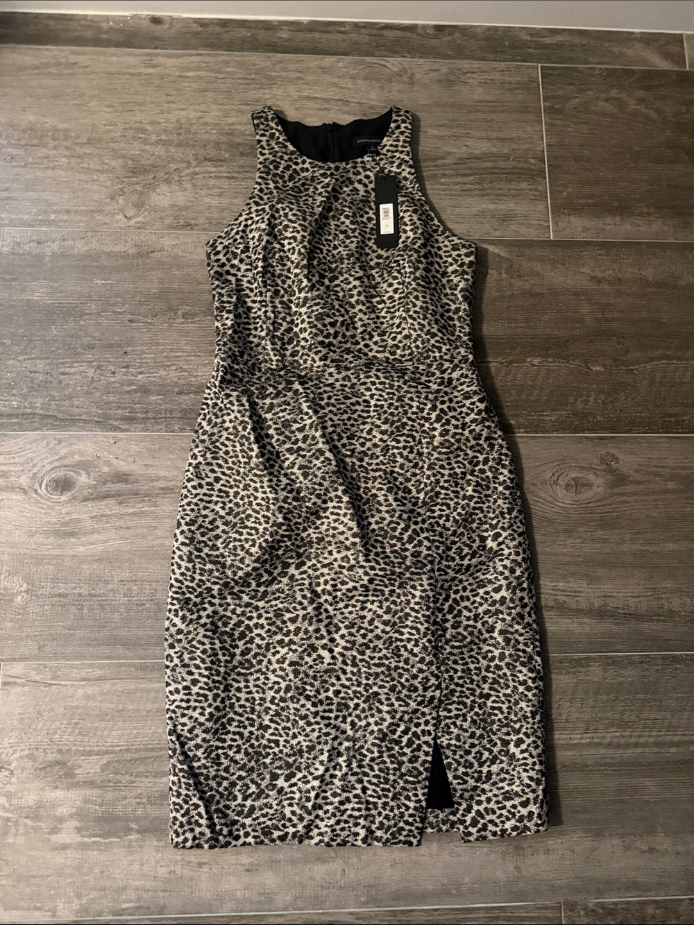 Banana Republic Leopard Print Sheath Dress - Black and silver